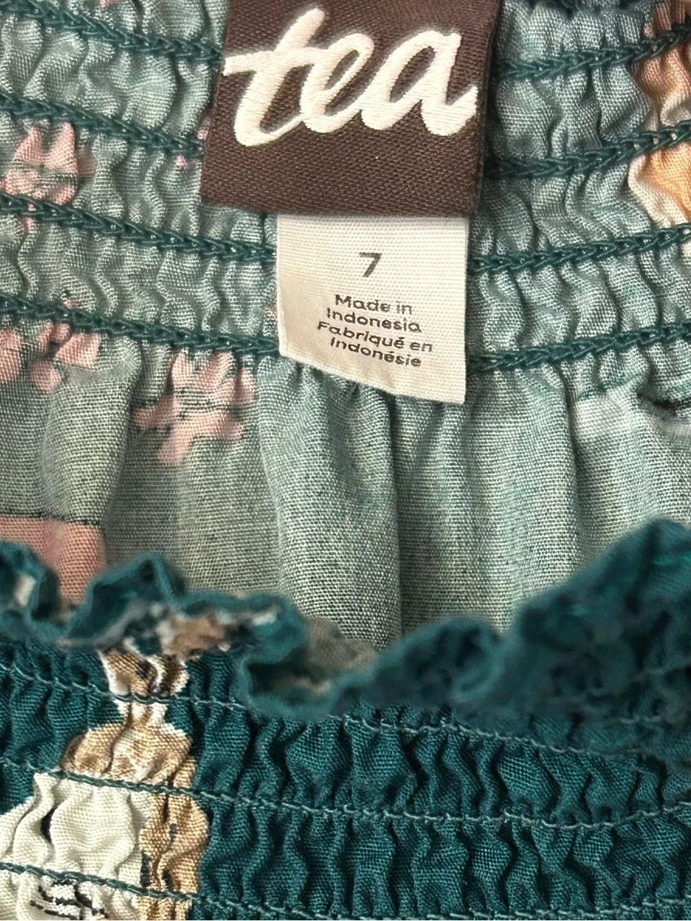 Tea Collection Girls Size 7 Woodland Animal Floral Smocked Dress Puff Sleeves